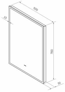 Зеркало с подсветкой Continent Amer ЗЛП1525 с бесконтактным сенсором 50x70см чёрный
