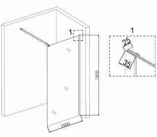 Душевая перегородка Niagara NG-685-10BLACK 100см чёрный/прозрачное