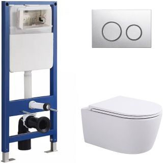 Сет Sintesi SIN-CCI-SMP-101,SIN-FB-BRC-504,SIN-TS-DNT-191: инсталляция кнопка смыва хром унитаз Dante белый крышка-сиденье белая