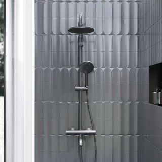 Душевая стойка Damixa Jupiter 977810300 с термостатом Черная матовая