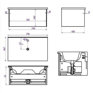 Тумба под раковину La Fenice Terra  FNC-01-TER-BG-80 синяя матовая 80 см