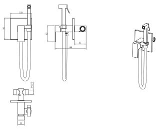 Гигиенический душ Boheme Qubic 477-BR со смесителем бронза