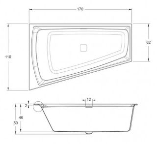 Акриловая ванна Riho Still Smart Fall B101009005 R заполнение через перелив 170х110см белый