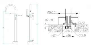 Напольный смеситель для ванны Boheme Uno 469-BR бронза
