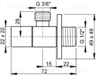 Угловой вентиль AlcaPlast 1/2" ? 3/8" квадратный хром ARV002