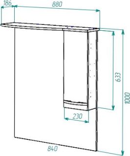 Зеркало-шкаф с подсветкой Bellezza Балтика 90см правый бежевый 00000005369
