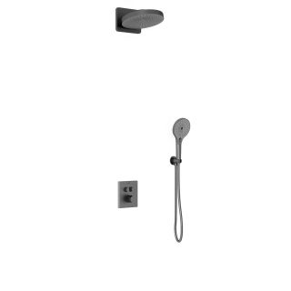 Душевой комплект Vincea Inspire VSFW-3I21T1GM встраиваемый, термостатический, двухрежимный, вороненая сталь