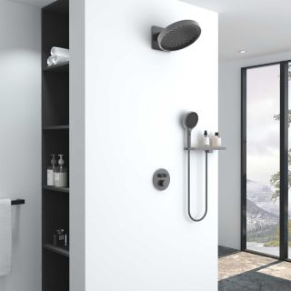 Душевой комплект Vincea Inspire VSFW-3I22MT3RGM встраиваемый, термостатический, двухрежимный, вороненая сталь