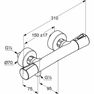 Смеситель для ванны и душа Kludi Zenta 351003938 с термостатом Черный матовый