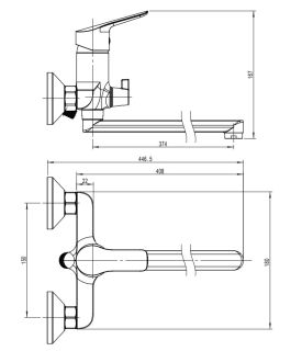 Смеситель для ванны с длинным поворотным изливом RUSH SAMUI (SA0930-51)