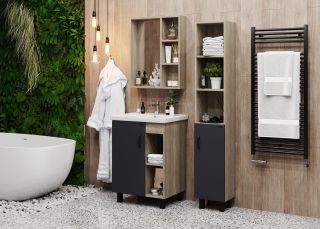 Пенал напольный Onika Тимбер 403067 30см серый матовый/дуб сонома