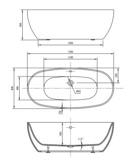 Акриловая ванна Vincea VBT-405-1700MW 170 x 80 см