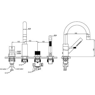 Смеситель на борт ванны Boheme Uno 460-G золото