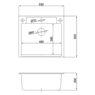 Мойка кухонная Reflexion Cubi 55-TN RX1555TN олово