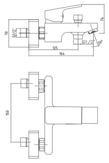 Смеситель для ванны E.C.A. Tiera 104802469EX хром