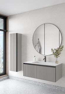 Пенал подвесной Armadi Art Quatro 791-L-RIB-A 35 см серый/антрацит