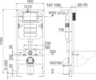 Комплект с инсталляцией Ceramica Nova CN3001_1002B_1000 унитаз Play CN3001 крышка-сиденье с микролифтом и инсталляция Envision CN1002B с чёрной матовой кнопкой смыва Flat