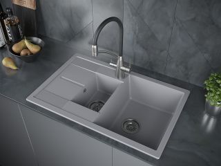 Мойка кухонная Paulmark Flugen PM237850-GRM серый металлик