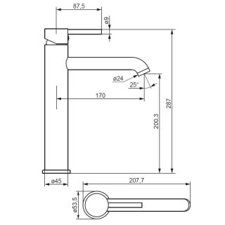 Смеситель для раковины Damixa Scandinavian Pure 360250600 золото