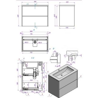 Тумба под раковину La Fenice Simpla FNC-01-SIM-G-80-2 Серо-зеленая 80 см