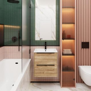 Тумба под раковину La Fenice Tesoro FNC-01-TES-DKK-60-2 Дуб канзас коричневый 60 см