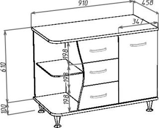 Тумба под раковину Bellezza Рио 90см правая красный/черный 00000001447