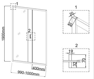 Душевая дверь Niagara NG-42-10AG 100см золото/прозрачное