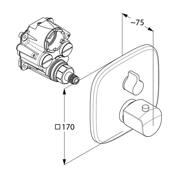 Встраиваемый смеситель для ванны и душа Kludi Ameo с термостатом хром 418300575