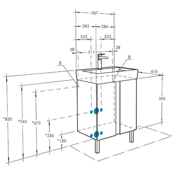 Тумба под раковину Акватон Кантри 60см белый/дуб Верона 1A257401AHB20