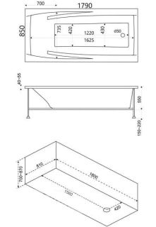 Акриловая ванна Bas Эвита 180x85 см без гидромассажа