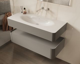 База под раковину Vincea Caprice 1200 подвесная, 1 выкатной ящик soft-close, светло-серый матовый