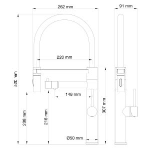 Смеситель для кухни Wonzon & Woghand WW-88458007-MB с гибким изливом и подключением фильтра чёрный матовый