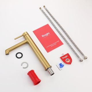 Высокий смеситель для раковины Raglo R20.15.03 золотой сатин