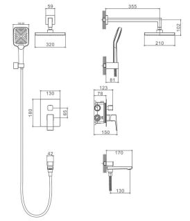 Душевой комплект Splenka S01.27.06 чёрный