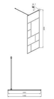 Душевая перегородка Ambassador Walk-in 15031215 120см чёрный/прозрачное