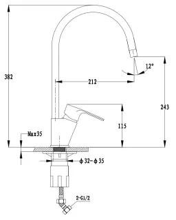 Смеситель для кухни GranFest  5023 серый