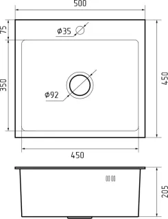 Мойка кухонная GranFest METAL 5045 PVD графит