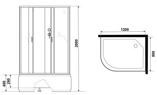 Душевая кабина Niagara NG-2310-14RBK 120x80см серебро/матовое