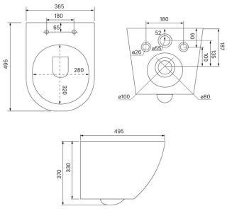 Подвесной унитаз IDDIS Blanco BLAR3BMi25 безободковый чёрный матовый
