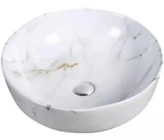 Раковина накладная SantiLine SL-7021 41см светло-серый мрамор