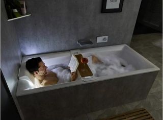 Акриловая ванна с подсветкой Riho Still Square LED B099004005 180х80см светодиоды и подголовник слева белый