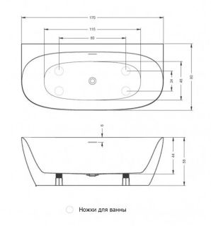 Акриловая ванна Riho Omega Back2Wall  B094001005 170x80см белый