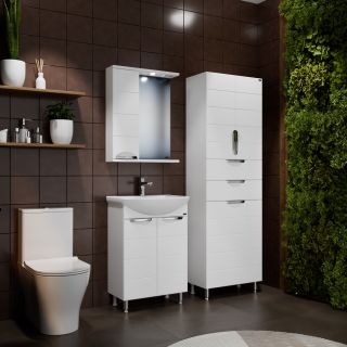 Напольный шкаф-пенал Санта Родос 506006 60 см с бельевой корзиной белый