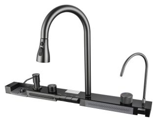 Многофункциональная кухонная мойка Savol S-SC001Q с водопадом 75см графит