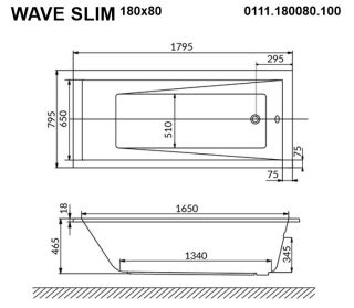 Гидромассажная ванна Whitecross Wave Slim 0111.180080.100.SOFT.GL 180x80см Soft золото