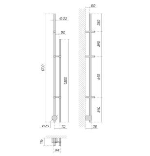 Электрический полотенцесушитель Broner Bruno Due BRD.094.170.0000.MG 170 см с кнопкой золото матовое