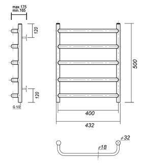 Полотенцесушитель водяной Domoterm Стефано П5 400x500 хром