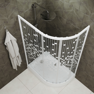 Душевой уголок Triton Коралл Щ0000061780 левый 120x80 см профиль белый стекло мозаика