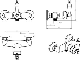 Лейка для душа Bronze de Luxe QUADRO 214, белый/хром