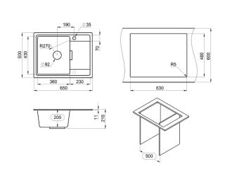 Мойка кухонная Granula 6503, ЧЁРНЫЙ